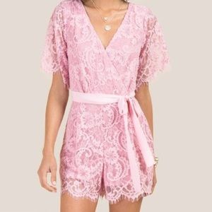 euc francesca’s pink lace romper